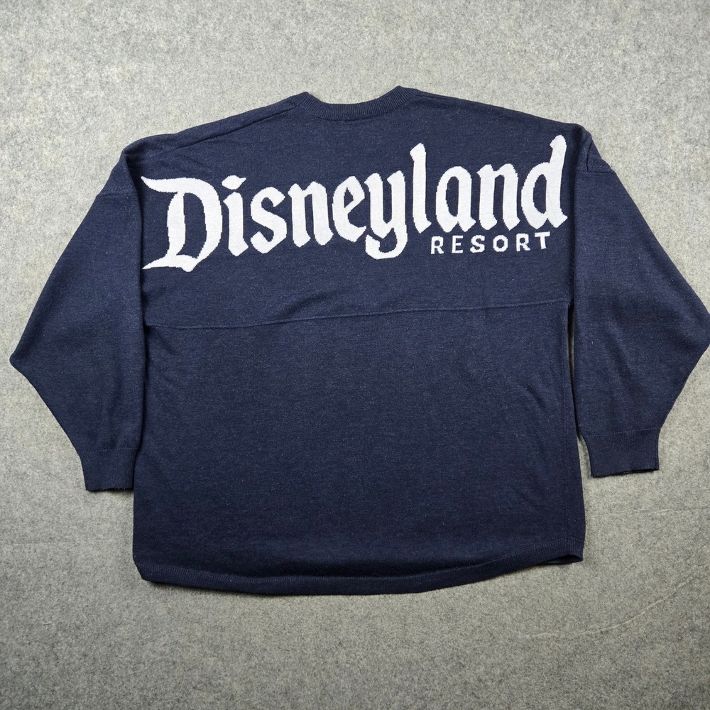 Disney Spirit Jersey Sweater Mens Medium Navy Blue Disneyland Resort Knit Logo